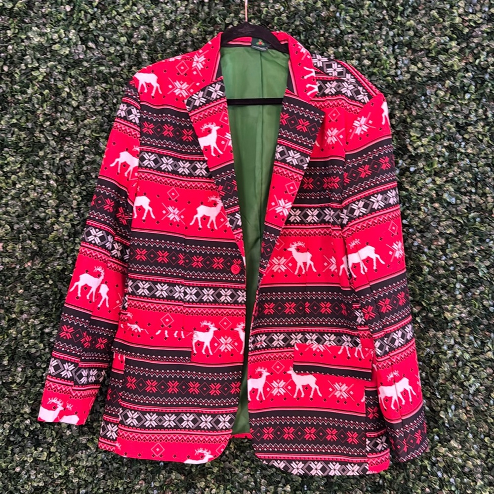 MENS LARGE UNISEX UGLY SPORTS JACKET COAT BLAZER CHRISTMAS 🎄 HOLIDAY FUNNY